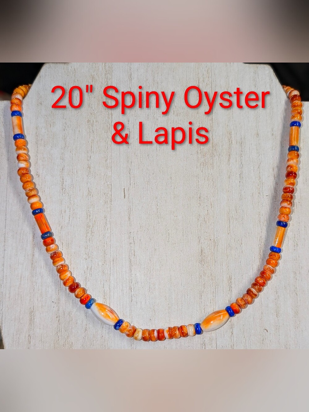 Handcrafted Bright Spiny Oyster & Lapis Necklace